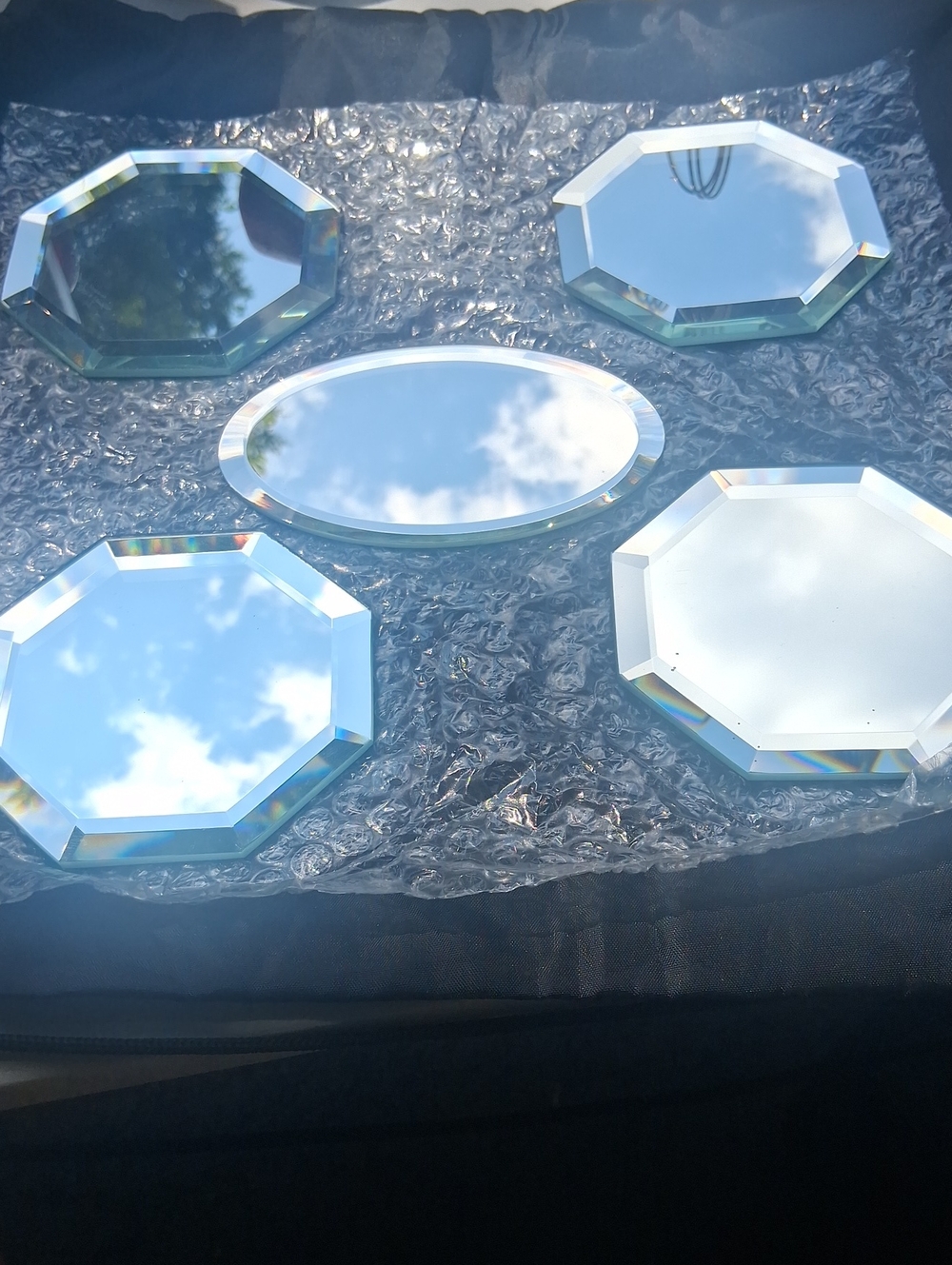 Faceted Octagon Coasters & Oval Decorative - Clear